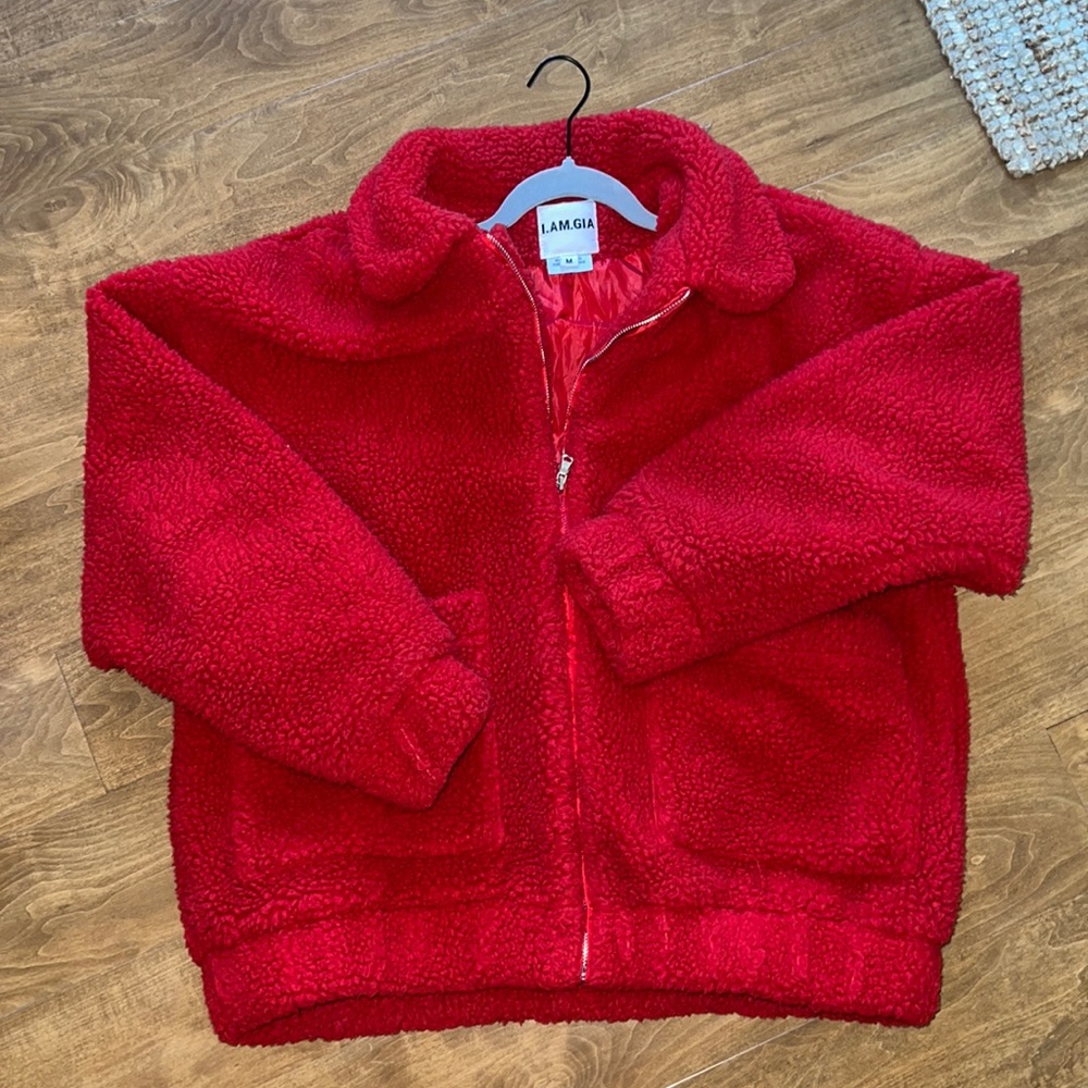 I.AM.GIA RED TEDDY JACKET